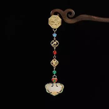 Юлоучунь дизайн чонсам пресс кулон китайский стиль ретро длинная бахрома нефритовый кулон аксессуары женщины