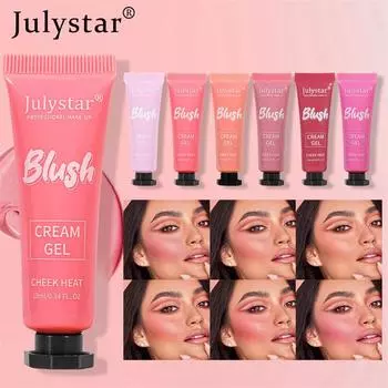 Julystar Beauty Multi-Color Matte Liquid Blush Natural Fine Shine High Gloss Six Color Blush Cream 01#