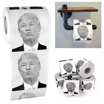 Юмор Туалетная бумага Трамп Креативный Смешной Туалетная бумага Чистая древесная масса Не выцветает Не оставляет накипи Нетоксичный Беспыльная ванная комната