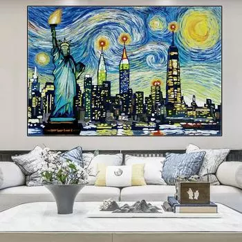 Юмор Забавный Плакат Настенный Декор Ван Гог Абстрактная Картина Маслом Современный Домашний Декор Комнаты Звезда Аки Печатает Картина Без Рамки 21*30cm
