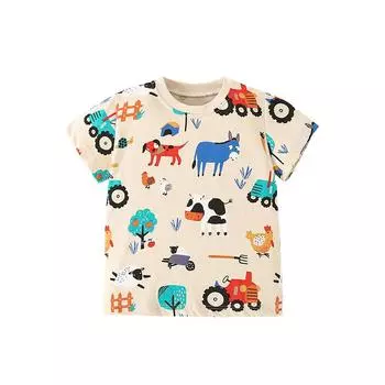 Jumping Meters 2-7T Детские футболки с животными с коротким рукавом Летняя детская одежда Модные детские рубашки Топы Детская одежда 100CM