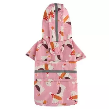 Jumpsuit Cartoon Dog Raincoat Hooded Pet Waterproof Coat Pet Rain-proof Clothes for Outdoor L