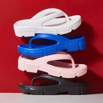 Юмушак Ева Пармак Арасы Терлик Кадын 2022 Яз Калын Табанлы Танга Сандалет Кадын Каймаз Баньо Булут Терлик Эв Терликлери 37