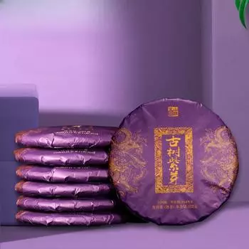 Юньнаньский чай Пуэр с фиолетовыми ростками 357 г*7 шт. Древнее дерево, сырой чай Пуэр, листья для блинов 7pcs
