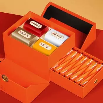 Юньнаньский черный чай Юньнань маленький консервированный улун чай двойной чай подарочная коробка с высококачественным подарочным чаем подарочный чай из скалы 330g