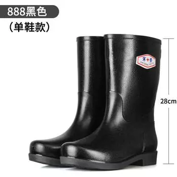 Jundeng fashion matte men s and women s medium tube labor insurance shoes fishing outdoor rubber shoes kitchen takeaway non-slip rain shoes 36