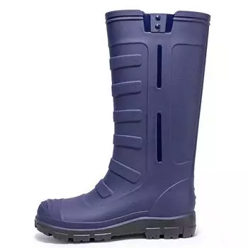 Jundeng long tube wading boots fashionable non-slip rubber shoes men s classic blue long boots plastic high tube tide rain boots 36