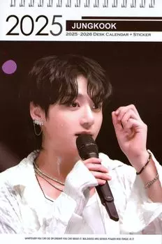 Jungkook Goods Настольный календарь Книга Наклейка Печать Bangtan Boys (Фото Календарь) 2025-2026 (2 года) + [Набор 12] K-POP
