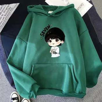 JungKook Seven Hoodie Women Harajuku Aesthetic Funny Kawaii Hoodies Unisex Осень Зима Повседневный Флисовый Пуловер Толстовки Топы S