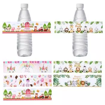 Jungle Animals Bottle Stickers Unicorn Doughnut Wedding Birthday Party Decor Birthday Bottle Label Sticker Kids Baby Shower
