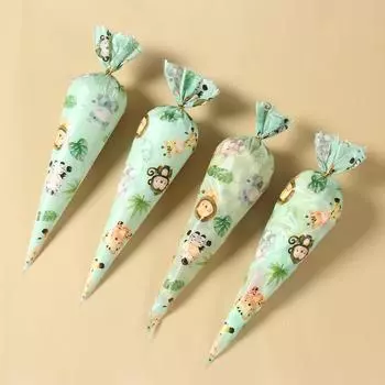 Jungle Animals Cone Candy Bags Happy Birthday Party Decoration Kids Safari Animal Wild One 1st Birthday Decor Kids Baby Shower as picture