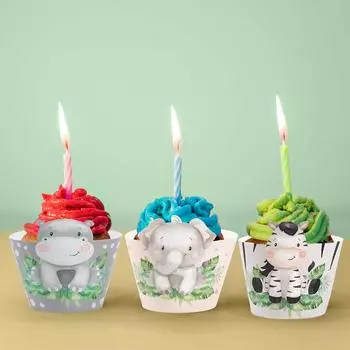 Jungle Animals Cupcake Paper Cups Kids Happy Birthday Party Decorations Cake Wrappers Liner Safari Theme Party Baby Shower Decor