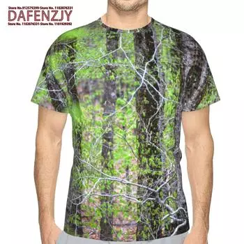 Jungle Camouflage T-Shirt Men 3d Print Tree Leaves Graphic Short Sleeve Outdoor Camo Sports Tops Summer Breathable Tee Shirt S синий