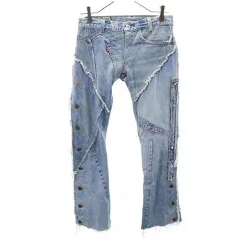 JUNGLE CAT made in Japan Flare denim pants 7 Wash blue jeans Women Used