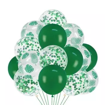 Jungle Party Green Latex Balloons Woodland Animal Palm Leaf Foil Balloons Safari Party Baloons Birthday Party Decor Baby Shower as picture