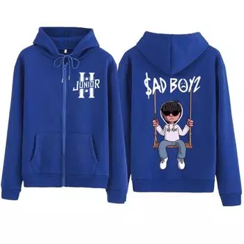 Junior H Sad Boyz Hooded Sweatshirt Zipper Harajuku Sweater Top Street Fan Gift Unisex XL