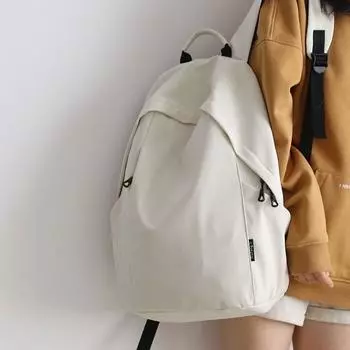 Junior High School Girls Mixed People Minimalist Style Black and White K-style Large Capacity Ins Style Backpack Waterproof Middle School Students Beige