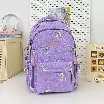 Junior High School Student Minimalist Easiest for Match Preppy Style Ins Style High School Student Grade 3-6 Primary School Student Cute Backpack Purple Backpack