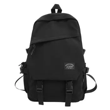 Junior High School Student Schoolbag Men s Solid Color Backpack Women s Travel Backpack чёрный