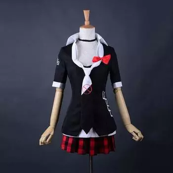 Junko Danganronpa Enoshima Cosplay Costume School Uniform Suit Fancy Dress Striped,L