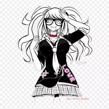 Junko Enoshima In White And Blake Danganronpa V3 наклейка с принтом Killing на одежде DIY термонаклейки для футболок патч утюг на переносе патч