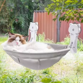 JUNSPOW Cat Window Складной Cat Присоска Cat Window Cat Грузоподъемность Cat 18 кг Легко снимается Cat All Gray Hammock, Кровать, Тип, Гамак, Подвесной, серый