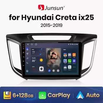 Junsun V1 AI Voice Беспроводное CarPlay Android авто радио для Hyundai Creta ix25 2015-2019 4G автомобильный мультимедиа GPS 2din авторадио