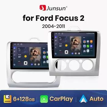 Junsun V1 AI Voice Беспроводное CarPlay Android авто радио для Ford Focus 2 3 Mk2 Mk3 2004-2011 4G автомобильный мультимедиа GPS 2din авторадио