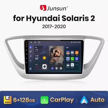 Junsun V1 AI Voice Беспроводное CarPlay Android Авто радио для Hyundai Solaris 2 Verna 2017-2020 4G Автомобильный мультимедийный GPS 2din