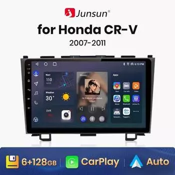 Junsun V1 AI Voice Беспроводное CarPlay Android авто радио для Honda CRV CR-V 3 2007-2011 4G автомобильный мультимедиа GPS 2din авторадио