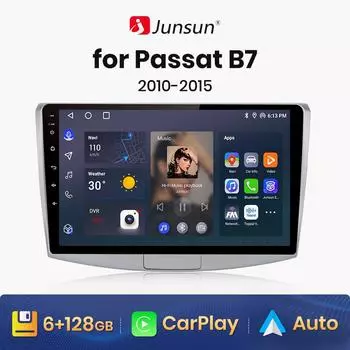 Junsun V1 AI Voice Wireless CarPlay Android Auto Radio для Passat B7 2010-2015 4G Автомобильный мультимедиа GPS 2din авторадио