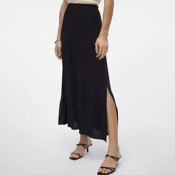 Длинная черная струящаяся юбка с разрезом Женский VERO MODA XS чёрный