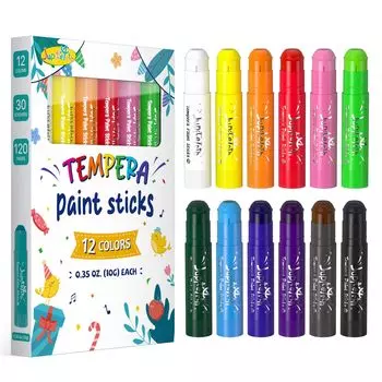 JUPITEARTH Tempera 12 Пастельная темпера Краска Выдвижная Легко Не оставляет пятен Не может быть удалена с помощью цветной краски Начальная школа