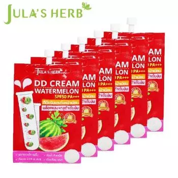 Jura s Herb DD Cream Watermelon SPF50 PA+++ Экстракт арбуза и глутатион 8 мл х 6 шт - тайский 8 ml x 6 pcs красный