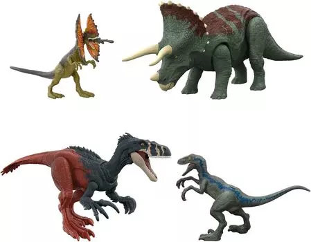 Jurassic World Jurassic World Domination Survival Instinct Blue Dilophosaurus Megaraptor Triceratops Набор из 4 Frustration Package Версия [Предмет]