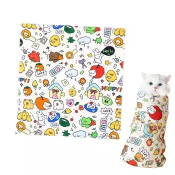 Юрика Уход за кошками Фиксация кошек Волшебное ограничение Стрижка когтей Домашнее животное Для домашних животных Гамак Царапка Легко Универсально Обертывание, Ткань, Обертывание, Помощь, Обертывание, жёлтый