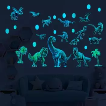 Юрская эпоха детская комната динозавр ночник стикер мультфильм ночник стикер на стену 20X30cmX2pcs синий