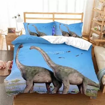Юрский динозавр 3D печатный комплект постельного белья пододеяльник наволочка Twin полный Queen King мультяшный стеганый чехол декор для спальни 135x200cm