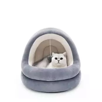 Юрта-гнездо для кошек зимой, тепло и утолщенная универсальная кровать для кошек, которую можно разобрать и постирать, полузакрытый домик для кошек и собак M 42X40X38