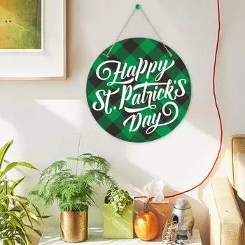 Юшэн ул.. День святого Патрика Приветственный Дверной Знак Ирландский Трилистник Цилиндр Шляпа Клетчатая Бумага Дверной Подвесной Знак Вешалка Для Входной Двери Украшение Декоративная Настенная Табличка
