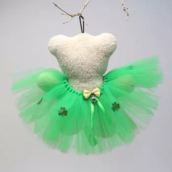 Юшэн ул.. Комплект из сетчатой юбки для собак на День Патрика, юбка-пачка для девочек на Марди Гра и блестящая повязка на голову в виде щенка, принцессы, костюм для переодевания Sets
