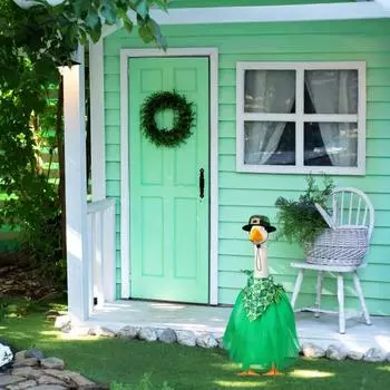 Юшэн ул.. Одежда для гусей на День Святого Патрика, костюм для статуи гуся на лужайке, простая установка, стандартная одежда для гусей, украшение для сада A