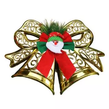 Юшенг Бант Рождественское украшение Пластиковый бант с колокольчиком Украшение для подвешивания на рождественскую елку для праздничного дерева, украшение для вечеринки золотистый