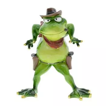 Юшенг Ковбой Лягушка Фигурка Красный Шарф Мультяшная Статуэтка Лягушки Полимерная Скульптура Животного Внутреннее Наружное Садовое Настольное Украшение Орнамент A