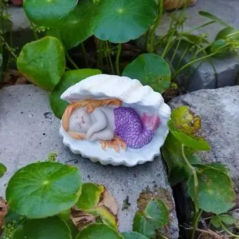 Юшенг Русалочка Украшение Смола Русалочка Фигурка Домашний Офис Настольный Русалочка Украшение для Аквариума Лотос Аквариум Бонсай B