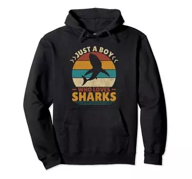 Просто мальчик, который любит акул Shark Goods Funny Men Shark Hoodie чёрный