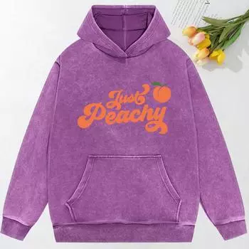 Just Peachy FrUit Printed Women Washed Hoody Oversize Clothes Loose Street Clothes Cotton Autumn Women Hoodies M