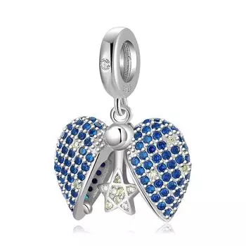 JUST YOU Love замок можно открыть подвеска в форме сердца синий cz 925 серебро подвесные бусины для женщин браслет подарок на день Святого Валентина