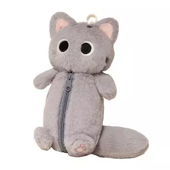 JUSTBOKU Кошачий карандаш плюшевый кошачий пенал большой милый животный пенал для девочек и мальчиков средней и начальной школы Чехол, Сумочка, Вместимость, Студенты,