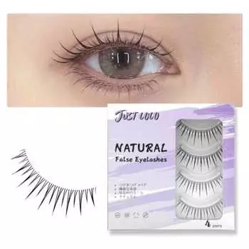 justcoco False eyelashes, natural, transparent stems, false eyelashes, upper eyelashes, false eyelashes that won t show off, natural, handmade false e